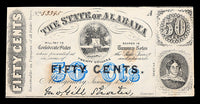 Alabama Treasury 50 cents obsolete civil war change note 1863
