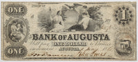 A one dollar obsolete one dollar banknote from the Bank of Augusta Georgia issued during the Civil War in 1861 in fine condition