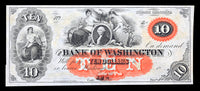 An Obsolete Bank of Washington North Carolina ten dollar remainder banknote for sale by Brandywine General Store in choice crisp uncirculated condition