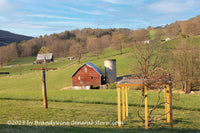 An original premium quality art print of Barns with Grape Arbor and Clothesline for sale by Brandywine General Store