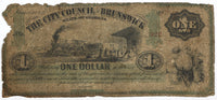 Obsolete currency from the City Council of Brunswick Georgia in the denomination of one dollar for sale by Brandywine General Store in good condition