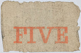 An obsolete five cent note issued by the city of Charleston, South Carolina during the Civil War in March 1862 for sale by Brandywine General Store reverse of note