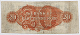 An obsolete twenty dollar banknote from the Chattanooga branch of the Bank of East Tennessee dated 1855 for sale by Brandywine General Store reverse of bill