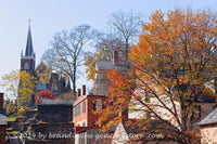An original premium quality art print of Cross Section of Houses and St. Peter's Church in Harpers Ferry National Park for sale by Brandywine General Store