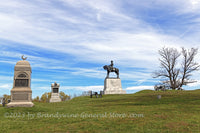 An original premium quality art print of East Cemetery Hill Monuments and Wagons on East Cemetery Hill Gettysburg for sale by Brandywine General Store