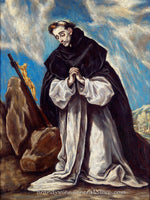 An archival premium Quality art Print of Saint Dominic in Prayer painted by Greek artist El Greco around 1586 - 90 for sale by Brandywine General Store