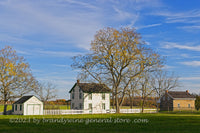An original premium quality art print of Farmstead with Stone Building Beside Mississippi Monument at Gettysburg Military Park for sale by Brandywine General Store