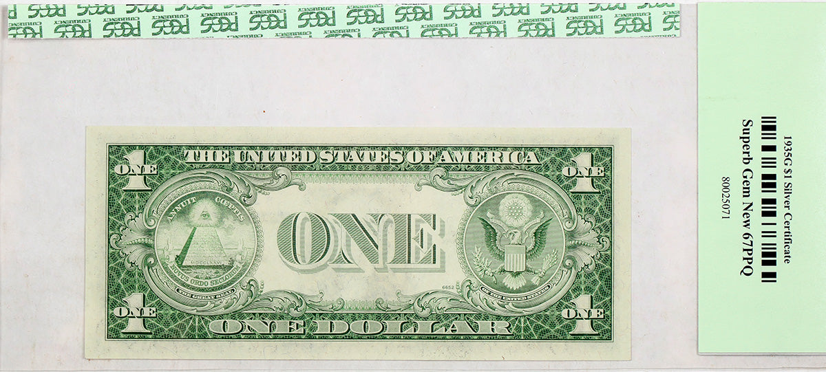 Fr 1616* One Dollar Silver Certificate 1935G PCGS 67 PPQ Brandywine Fr 1616* One Dollar Silver Certificate 1935G PCGS 67 PPQ Brandywine