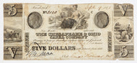 An obsolete five dollar note issued by The Chesapeake and Ohio Canal Company at their Frederick MD office on September 09, 1840 for sale by Brandywine General Store in fine condition