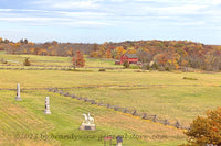 An original premium quality art print of Fry Farm and Calvary Monuments on Cemetery Ridge Gettysburg for sale by Brandywine General Store