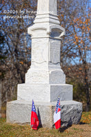 An original premium quality Civil War art print of the Groveton Cemetery Monument Base with Flags in Manassas Battlefield Park for sale by Brandywine General Store