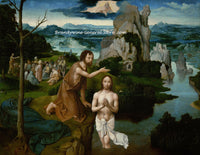 An archival premium Quality art Print of The Baptism of Christ by the Flemish Renaissance artist Joachim Patinir for sale by Brandywine General Store