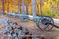 An original premium quality art print of Letcher Artillery CSA Cannon Between Rock Wall and Road in Gettysburg Military Park for sale by Brandywine General Store