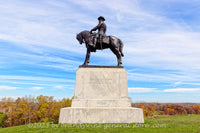 An original premium quality art print of Major General Oliver Otis Howard Monument in Gettysburg National Cemetery on East Cemetery Hill for sale by Brandywine General Store.