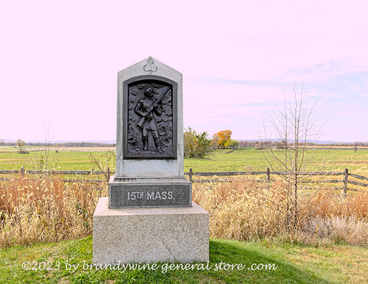 Cemetery Ridge Monuments Massachusetts 15th Monument Cemetery Ridge Gettysburg art print ...