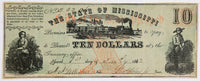 An obsolete Ten Dollar Faith of the State Pledged Mississippi Civil War Treasury note issued July 1, 1862 for sale by Brandywine General Store in choice fine condition