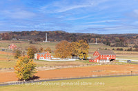 An original premium quality art print of Monuments and Beautiful Farms from Longstreet Tower in Gettysburg National Military Park for sale by Brandywine General Store