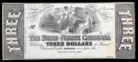 An Obsolete North Carolina Civil War three dollar Treasury Note issued in 1863 during the Civil War for sale by Brandywine General Store AU with low serial #