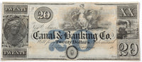 An obsolete twenty dollar banknote from the New Orleans Canal and Banking company for sale by Brandywine General Store in extra fine condition