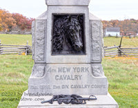 An original premium quality art print of New York 4th Cavalry Monument with Horse and Gear in Gettysburg Military Park for sale by Brandywine General Store