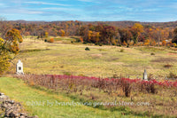 An original premium quality art print of New York Monuments Setting under East Cemetery Hill in Gettysburg National Park for sale by Brandywine General Store