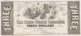 An Obsolete North Carolina Civil War three dollar Treasury Note issued in 1863 during the Civil War for sale by Brandywine General Store with Serial #18