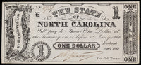 An Obsolete North Carolina Civil War one dollar treasury note issued Sept 1, 1862 from Raleigh NC for sale by Brandywine General Store in choice very fine condition
