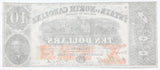 An Obsolete North Carolina Civil War ten dollar treasury note issued 1863 from Raleigh NC for sale by Brandywine General Store reverse of note