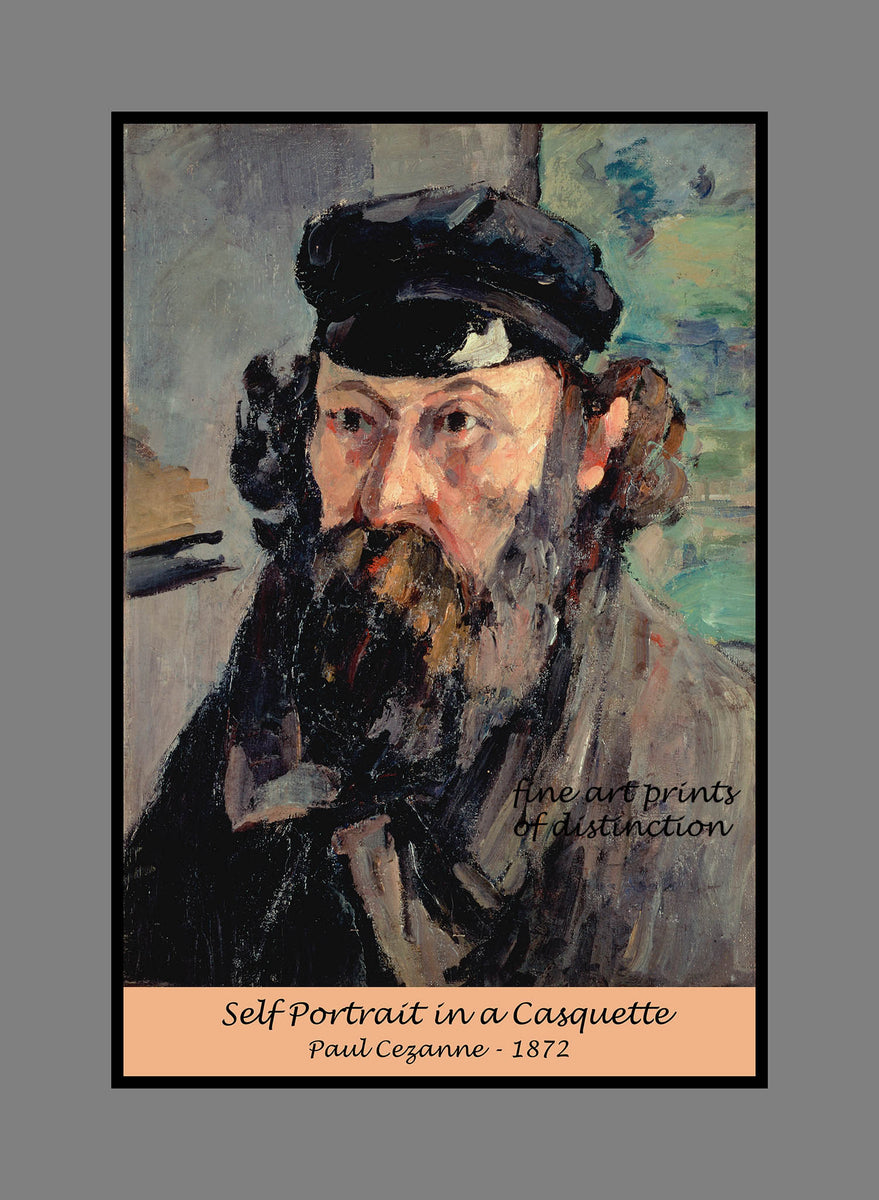 An archival premium Quality poster of Self Portrait in a Casquette painted by French Impressionist Paul Cezanne in 1872 for sale by Brandywine General Store