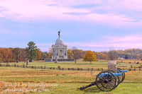 An original premium quality art print of the Pennsylvania Monument with Cannons and Rail Fences in Gettysburg Military Park for sale by Brandywine General Store