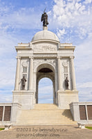 An original premium quality art print of Pennsylvania Monument from Stairs to Winged Liberty in Gettysburg Military Park for sale by Brandywine General Store
