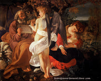 An archival premium Quality art Print of Rest on the Flight into Egypt painted by Italian baroque artist Caravaggio in 1597 for sale by Brandywine General Store