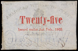 An obsolete 25 cents change note issued by The Bank of the State of South Carolina during the Civil War on Feb 1, 1863 on watermarked paper reverse of bill