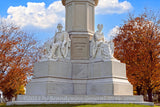 An original premium quality art print of Soldier's National Monument in the Gettysburg National Cemetery the base view with War and Cleo for sale by Brandywine General Store