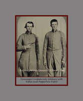 An archival premium quality Civil War art print featuring two Tennessee Confederate Civil War Soldiers with Rifles and Pepperbox pistol for sale by Brandywine General Store