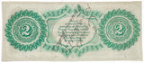 An obsolete two dollar South Carolina revenue bond currency issued in 1873 for sale by Brandywine General Store reverse of note