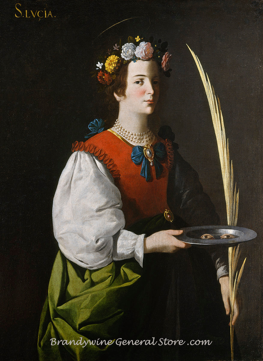 An archival premium Quality art Print of Saint Lucy painted by Spanish artist Francisco de Zurbaran  between 1625- 30 for sale by Brandywine General Store