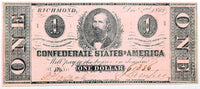 A T-55 obsolete one dollar Civil War treasury note issued December 02, 1862 by the Southern Central Gov't for sale by Brandywine General Store in choice very fine condition