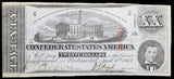 A T-58 obsolete civil war twenty dollar Tennessee state capitol treasury bill issued by the Southern Central Government in 1863 for sale by Brandywine General Store in extra fine condition