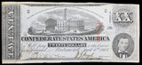 A T-58 obsolete civil war twenty dollar Tennessee state capitol treasury bill issued by the Southern Central Government in 1863 for sale by Brandywine General Store in extra fine condition