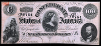 A T-65 obsolete one hundred dollar Lucy Pickens bill issued by the Southern Central Government in 1864 during the civil war for sale by Brandywine General Store uncirculated