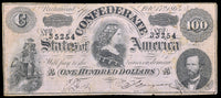 A T-65 obsolete one hundred dollar Lucy Pickens bill issued by the Southern Central Government in 1864 during the civil war for sale by Brandywine General Store fine condition