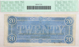 A T-67 obsolete twenty dollar treasury bill issued by the Southern Central Government in 1864 during the civil war for sale by Brandywine General Store PCGS 64 PPQ reverse