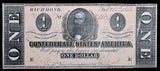 A T-71 One Dollar Clement C. Clay obsolete bill issued by the Central Government during the Civil War in 1864 for sale by Brandywine General Store almost uncirculated