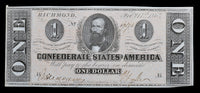 A T-71 One Dollar Clement C. Clay obsolete bill issued by the Central Government during the Civil War in 1864 for sale by Brandywine General Store PF 14 Almost Uncirculated
