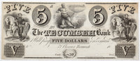 An obsolete Bank of Tecumseh five dollar banknote from Tecumseh Michigan for sale by Brandywine General Store in extra fine condition