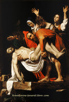 An archival premium Quality Art Print of The Entombment of Christ painted by Italian Baroque artist Caravaggio in 1603 for sale by Brandywine General Store
