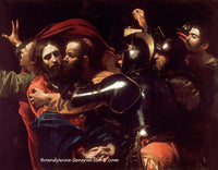 An archival premium Quality art Print of The Taking of Christ painted by Italian baroque painter Caravaggio in 1602 for sale by Brandywine General Store