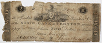 Obsolete Currency from the State Bank at Trenton New Jersey issued in 1822 for sale by Brandywine General Store in good condition