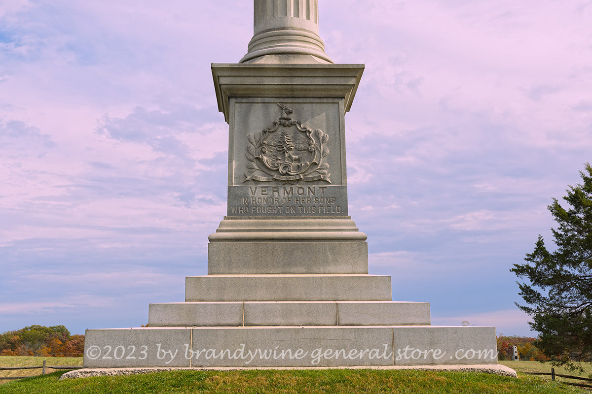 Cemetery Ridge Monuments Vermont Monument Base Cemetery Ridge Gettysburg art print | Brandywine ...